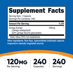 Nutricost, 銀杏，120 毫克，240 粒素食膠囊