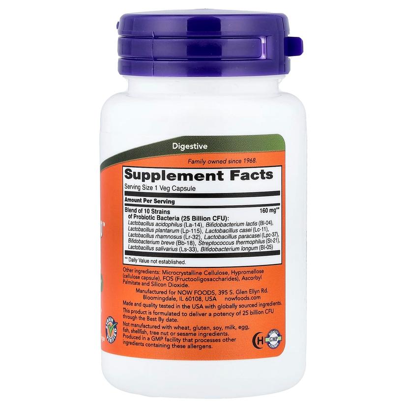 NOW Foods, Probiotic-10™ 250 億，50 粒素食膠囊