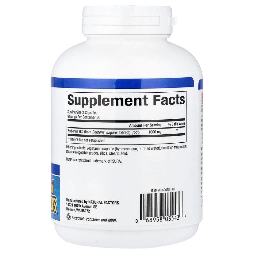 Natural Factors, WellBetX®，小檗鹼，120 粒素食膠囊（每粒膠囊 500 毫克）
