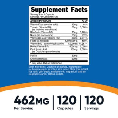 Nutricost, 維他命 B 複合物,120 粒膠囊