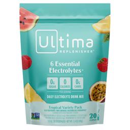 Ultima Replenisher, 6 種必需電解質，每日電解質飲品混合，熱帶風味組合裝，20 支裝，2.4 盎司（69 克）