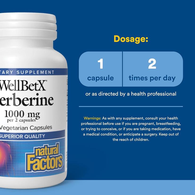 Natural Factors, WellBetX® 小檗鹼，60 粒素食膠囊（每粒膠囊 500 毫克）