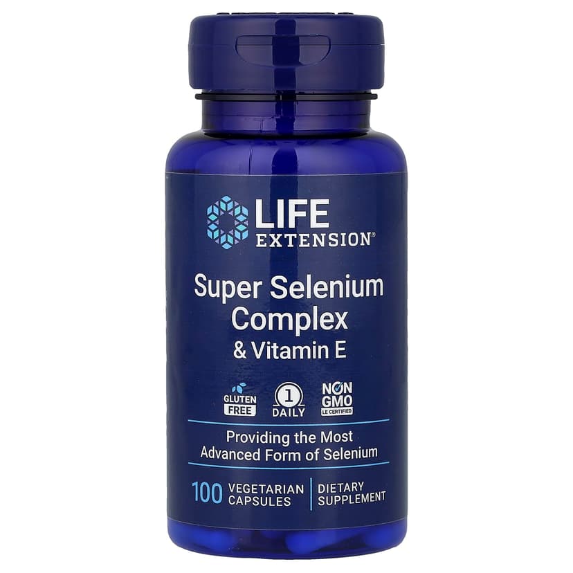 Life Extension, 特優複合硒素食膠囊，含維他命 E，200 微克，100 粒裝