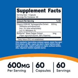 Nutricost, KSM-66 南非醉茄根提取物，600 毫克，60 粒膠囊