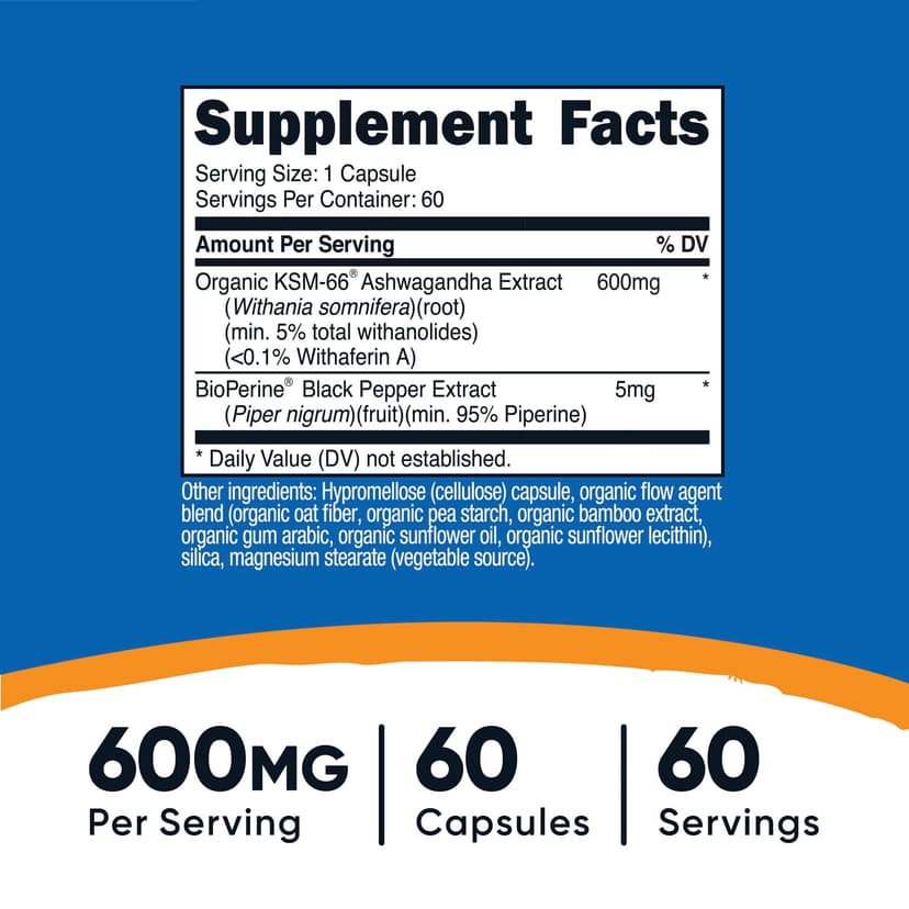 Nutricost, KSM-66 南非醉茄根提取物,600 毫克,60 粒膠囊