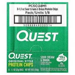 Quest Nutrition, 原汁原味的蛋白質片，優酪乳油和洋蔥，8 袋，每袋 1.1 盎司（32 克）