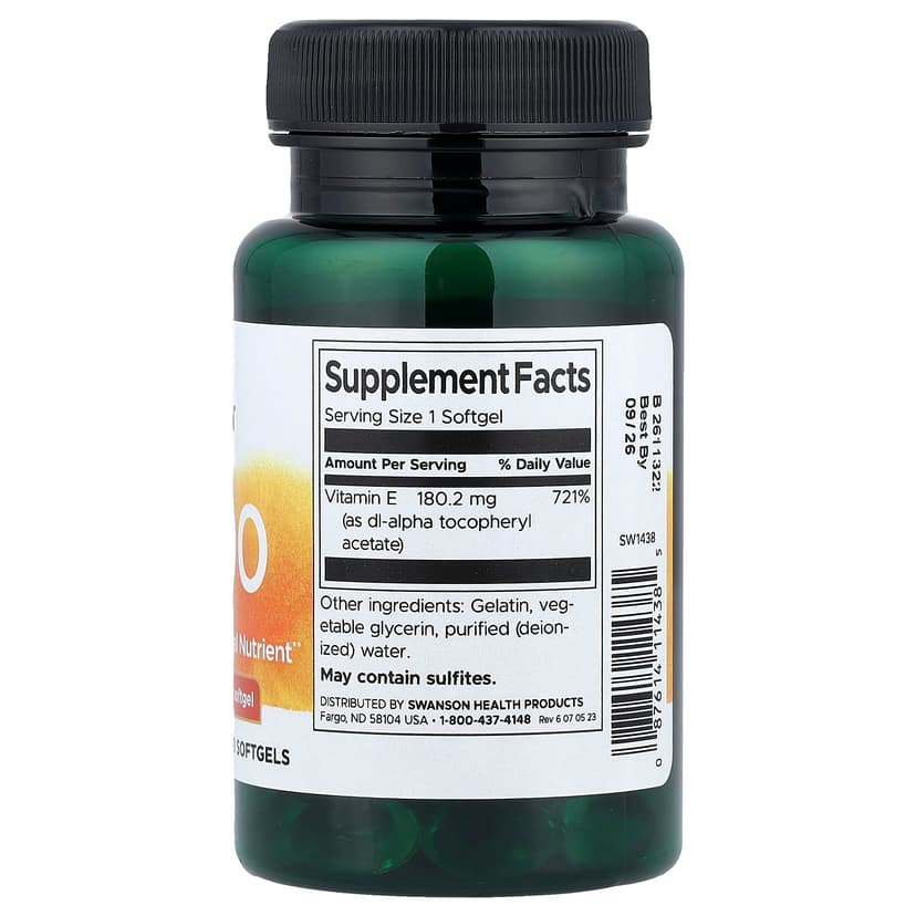 Swanson Vitamins, 維他命 E-400,180.2 毫克(400 國際單位),60 粒軟膠囊