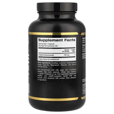 California Gold Nutrition, 運動,一水肌酸,750 毫克,240 粒素食膠囊