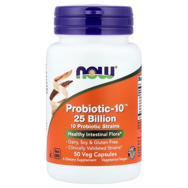NOW Foods, Probiotic-10™ 250 億,50 粒素食膠囊