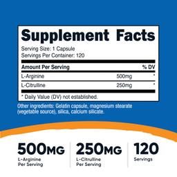 Nutricost, L-精氨酸和 L-瓜氨酸，120 粒膠囊
