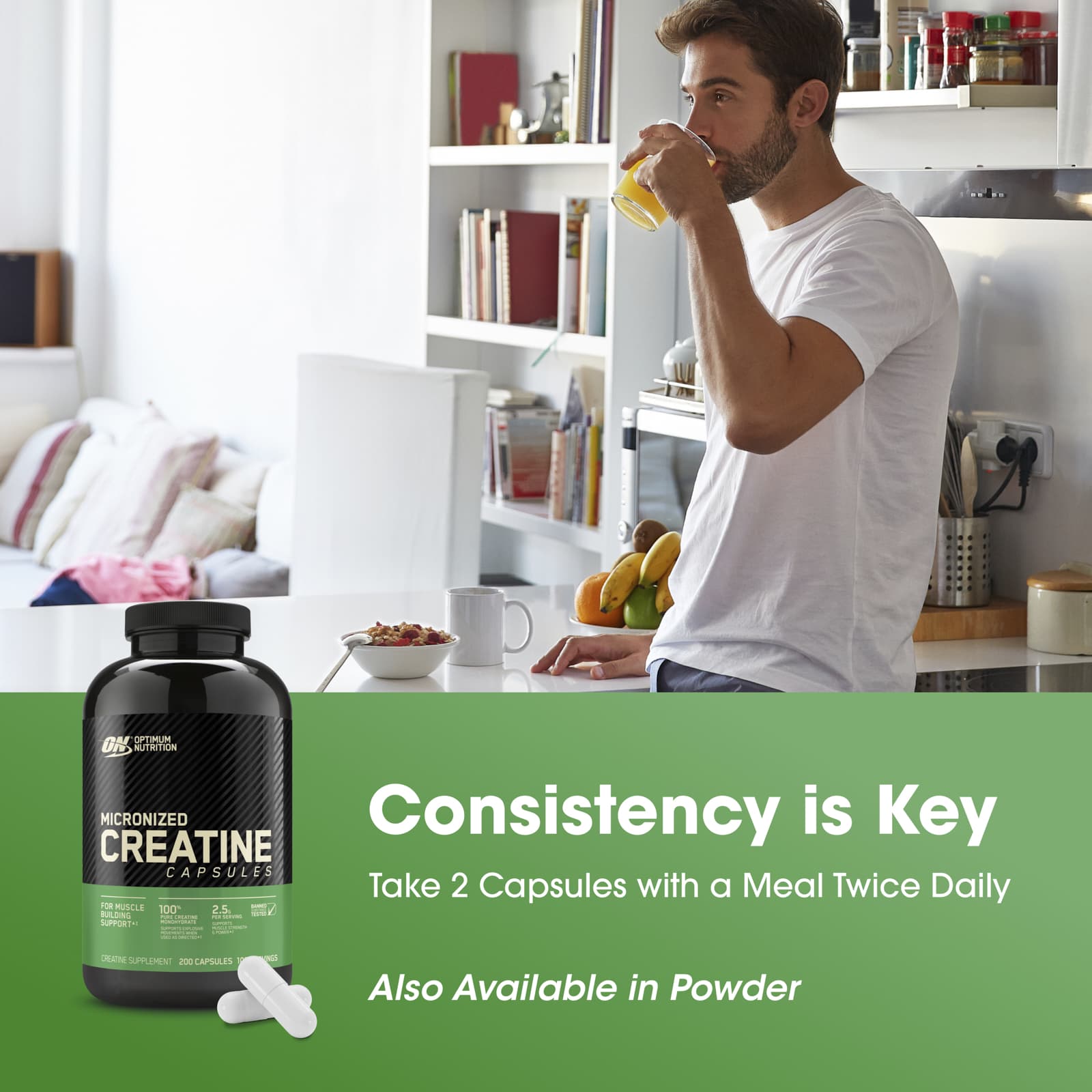 Optimum Nutrition, 微粒化肌酸膠囊，200 粒（每粒 1.25 克）