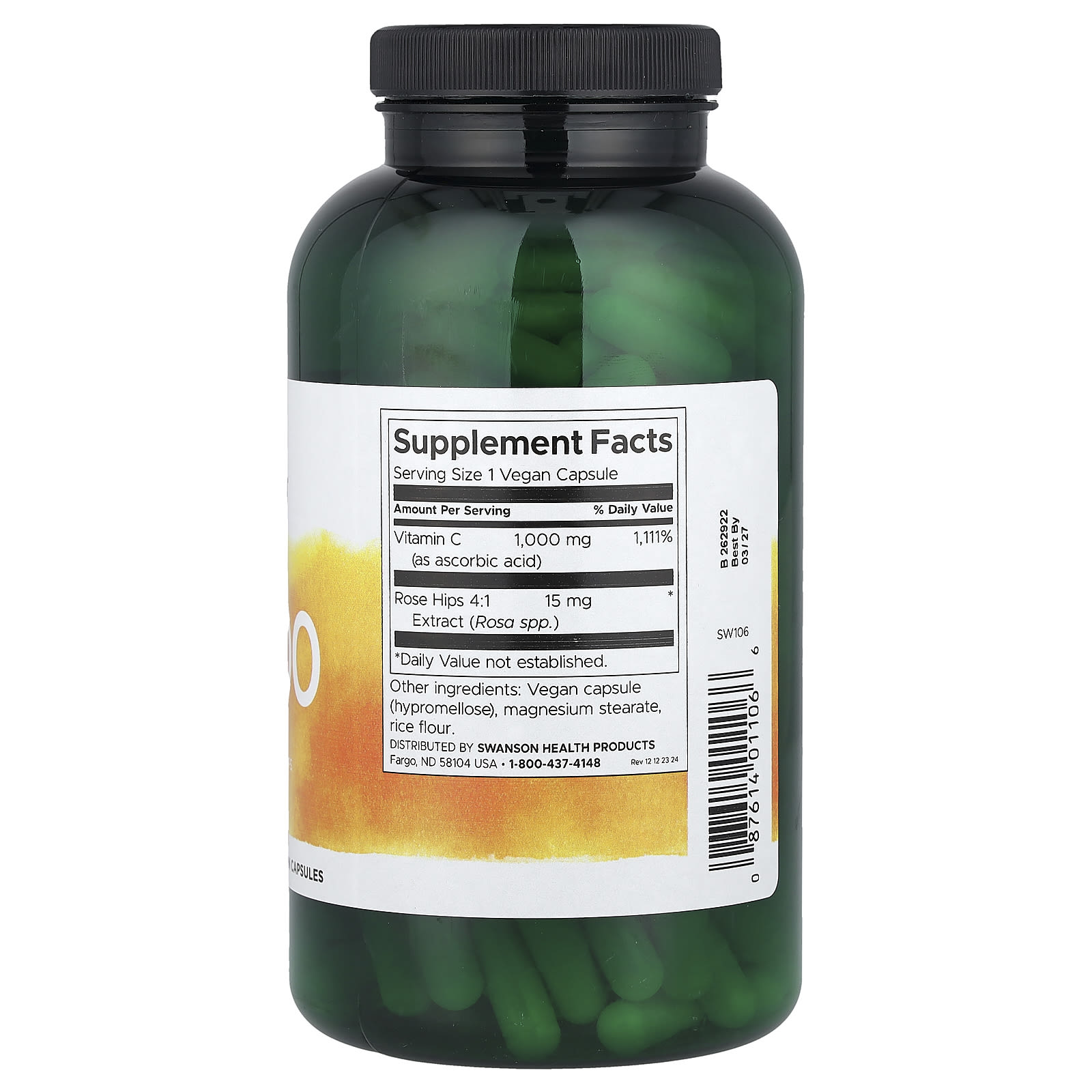 Swanson Vitamins, C-1000，玫瑰果維他命 C，250 粒全素膠囊