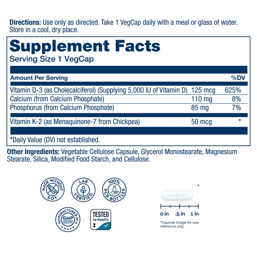 Solaray, 維他命 D3 + K2，無大豆，60 粒素食膠囊