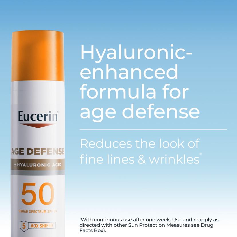 Eucerin, Age Defense，輕盈面部抗曬乳液，SPF 50，無香型，2.5 液量盎司（75 毫升）