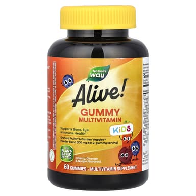 Nature's Way, Alive! 兒童,多維他命膠囊,櫻桃、橙子和葡萄味,60 粒軟糖