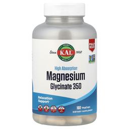 KAL, 高吸收甘氨酸鎂 350，160 粒素食膠囊
