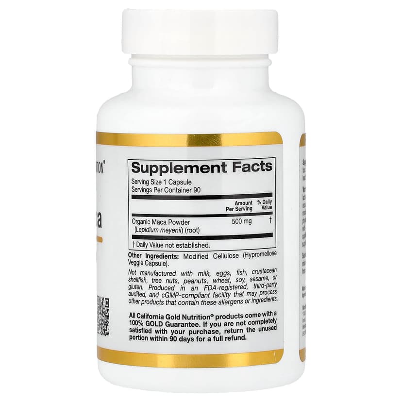 California Gold Nutrition, 秘魯瑪卡素食膠囊,500 毫克,90 粒素食膠囊