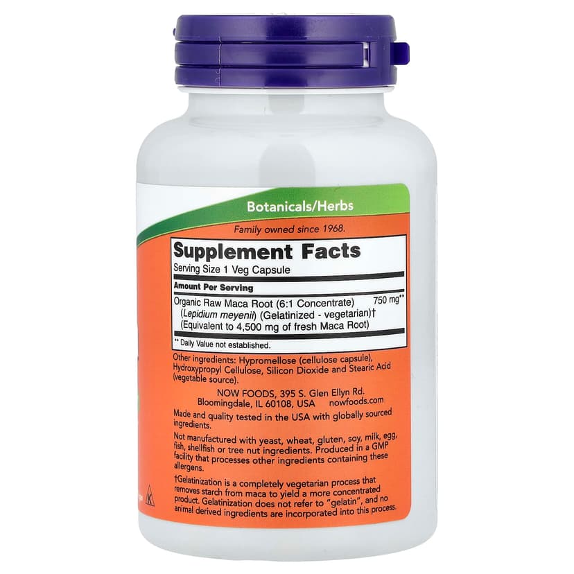 NOW Foods, 未加工瑪卡，750 毫克，90 粒素食膠囊