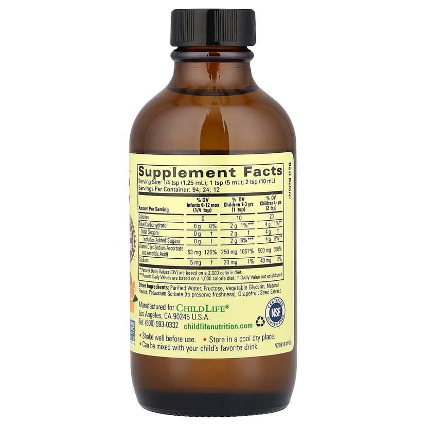 ChildLife Essentials, 液體維他命 C，天然橙味，4 液量盎司（118 毫升）