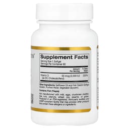 California Gold Nutrition, 維他命 D3，50 微克（2,000 國際單位），90 粒魚明膠軟凝膠