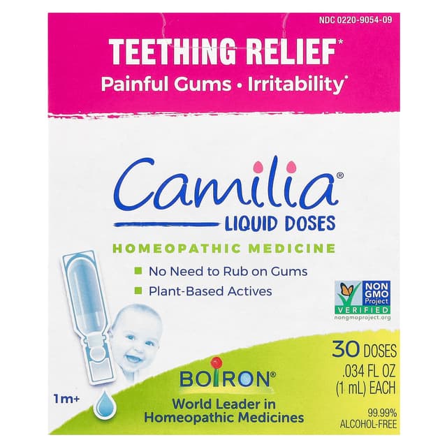 Boiron, Camilia®，出牙緩解，1 個月及以上，30 劑，每劑 0.034 液量盎司（1 毫升）
