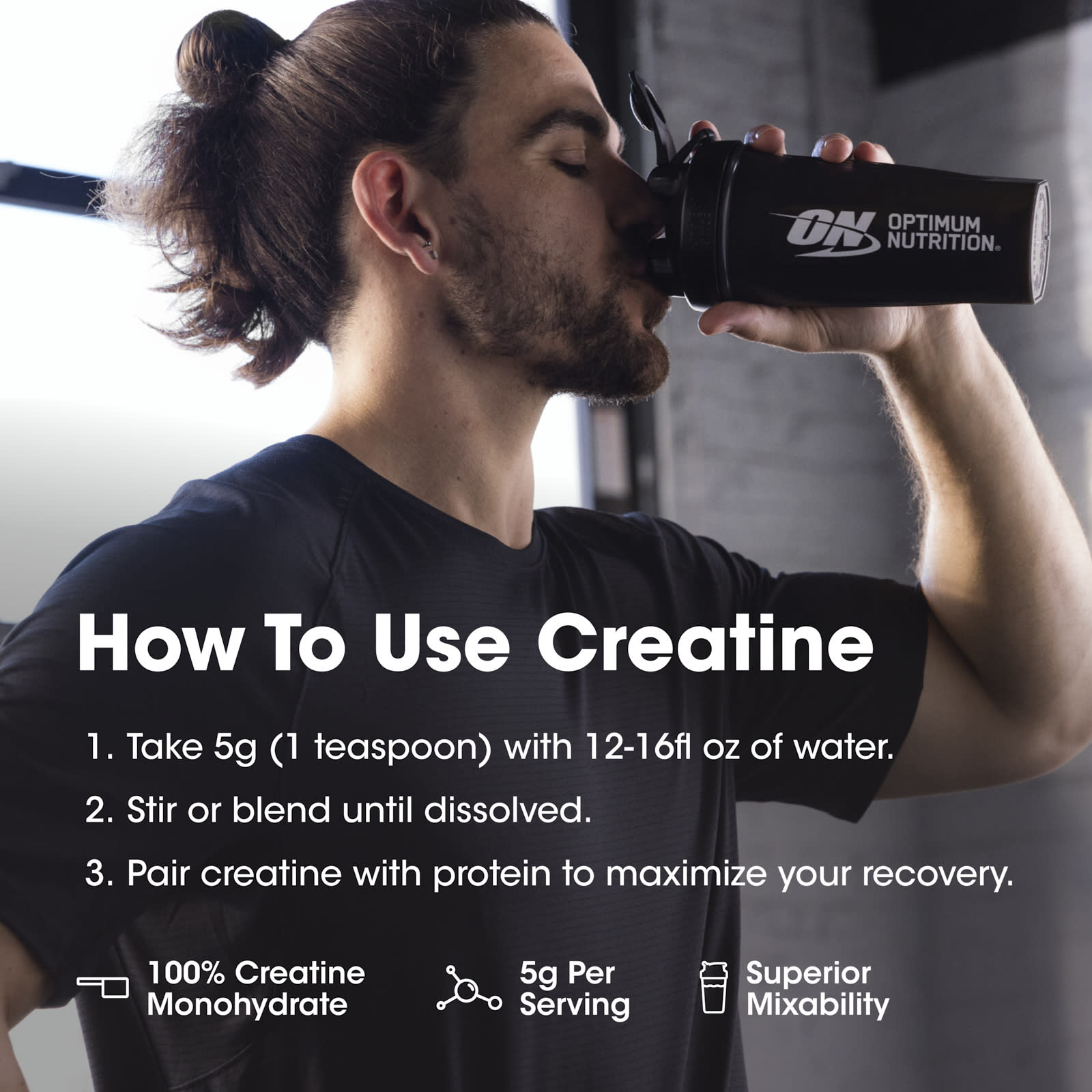 Optimum Nutrition, 肌酸粉，微粉化，天然原味，5000毫克，10.5盎司（300克）