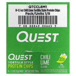Quest Nutrition, 玉米餅蛋白質薯片，辣椒酸橙，8 袋，每袋 1.1 盎司（32 克）