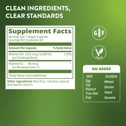 MRM Nutrition, 素食維他命 D3 和 K2，60 粒全素食膠囊
