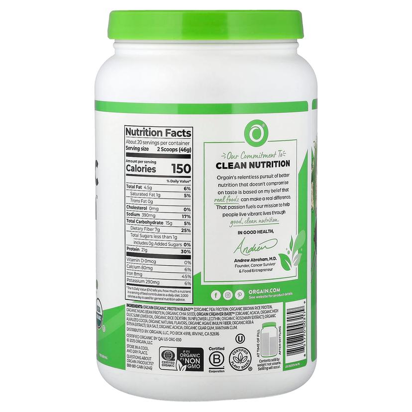 Orgain, 有機蛋白質™ 粉，奶油味巧克力軟糖，2.03 磅（920 克）