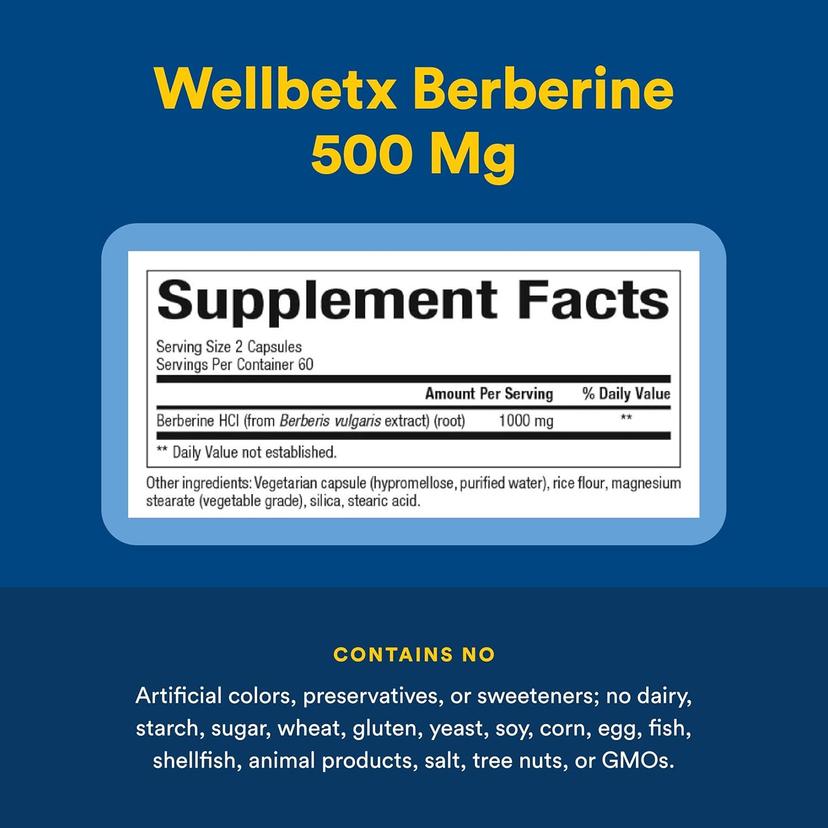 Natural Factors, WellBetX®，小檗鹼，120 粒素食膠囊（每粒膠囊 500 毫克）