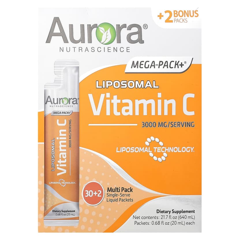 Aurora Nutrascience, Mega-Pack + 脂質體維他命 C,32 包,每包 0.68 液量盎司(20 毫升)
