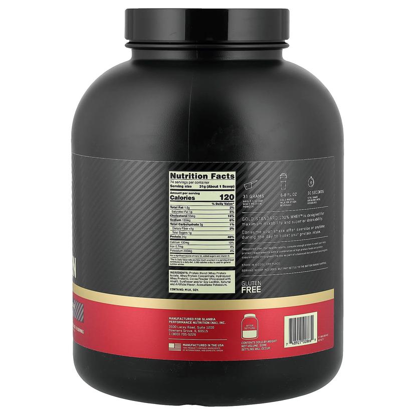 Optimum Nutrition, 金標準® 全乳清蛋白，雙重濃鬱巧克力味，5.05 磅（2.29 千克）