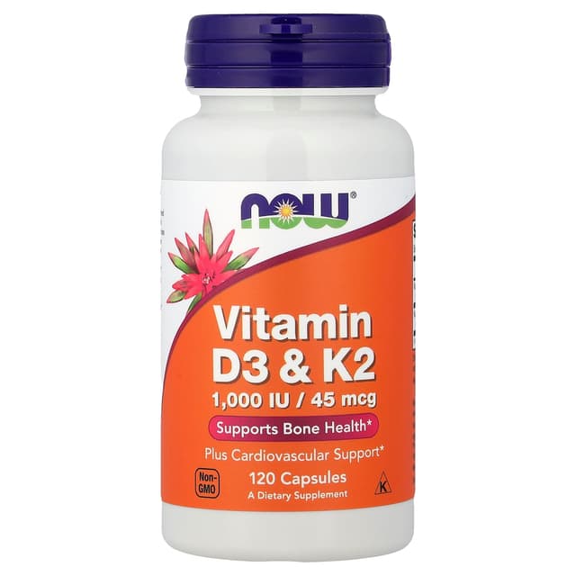 NOW Foods, 維他命 D3 + K2 膠囊,120 粒裝