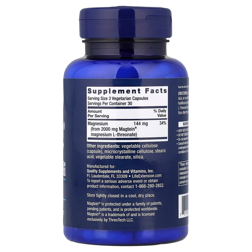 Life Extension, Neuro-Mag®,L-蘇糖酸鎂,90 粒素食膠囊(每粒膠囊 48 毫克)