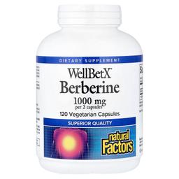 Natural Factors, WellBetX®，小檗鹼，120 粒素食膠囊（每粒膠囊 500 毫克）