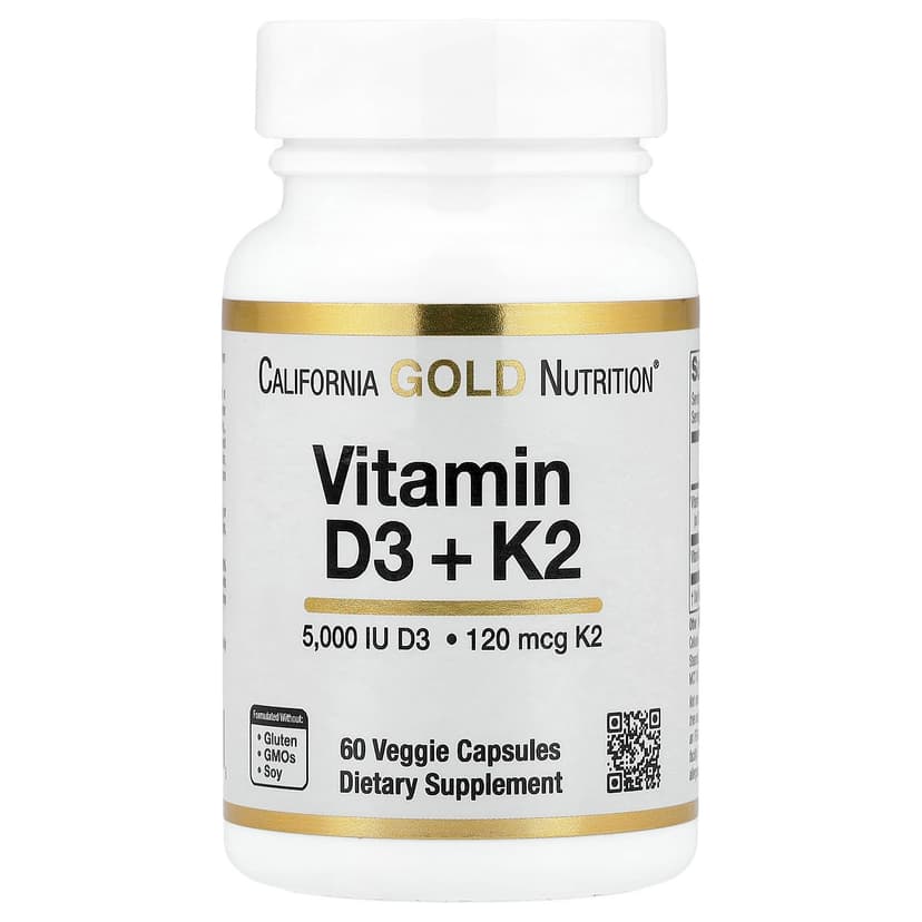 California Gold Nutrition, 維他命 D3 + K2(MK-7)素食膠囊,60 粒