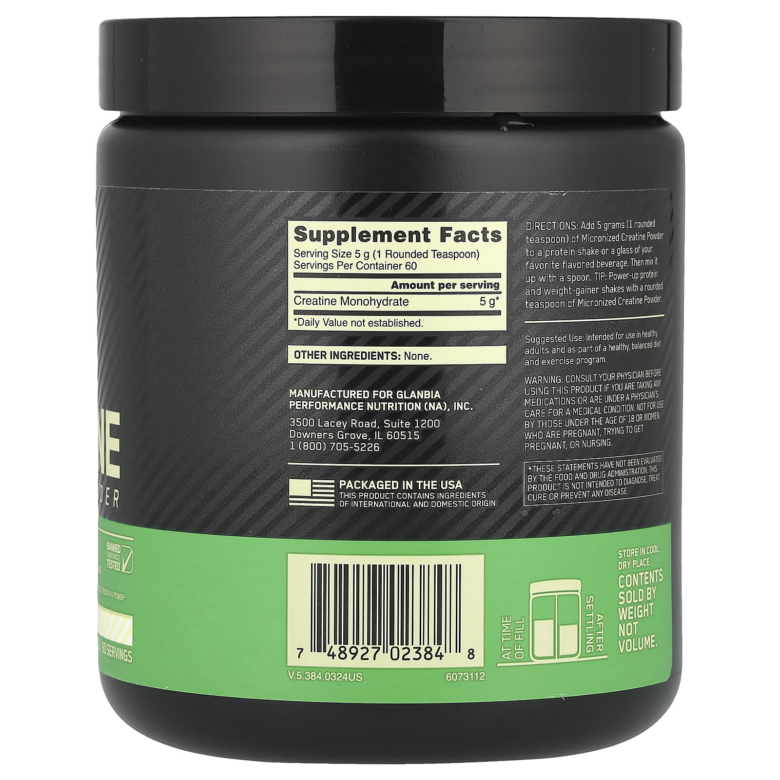 Optimum Nutrition, 肌酸粉，微粉化，天然原味，5000毫克，10.5盎司（300克）