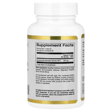 California Gold Nutrition, 煙酰胺核糖酒石酸鹽(NRT),250 毫克,60 粒素食膠囊