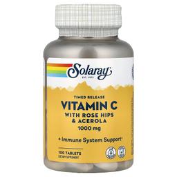 Solaray, 緩釋維他命 C，含玫瑰果和針葉櫻桃，1,000 毫克，100 片