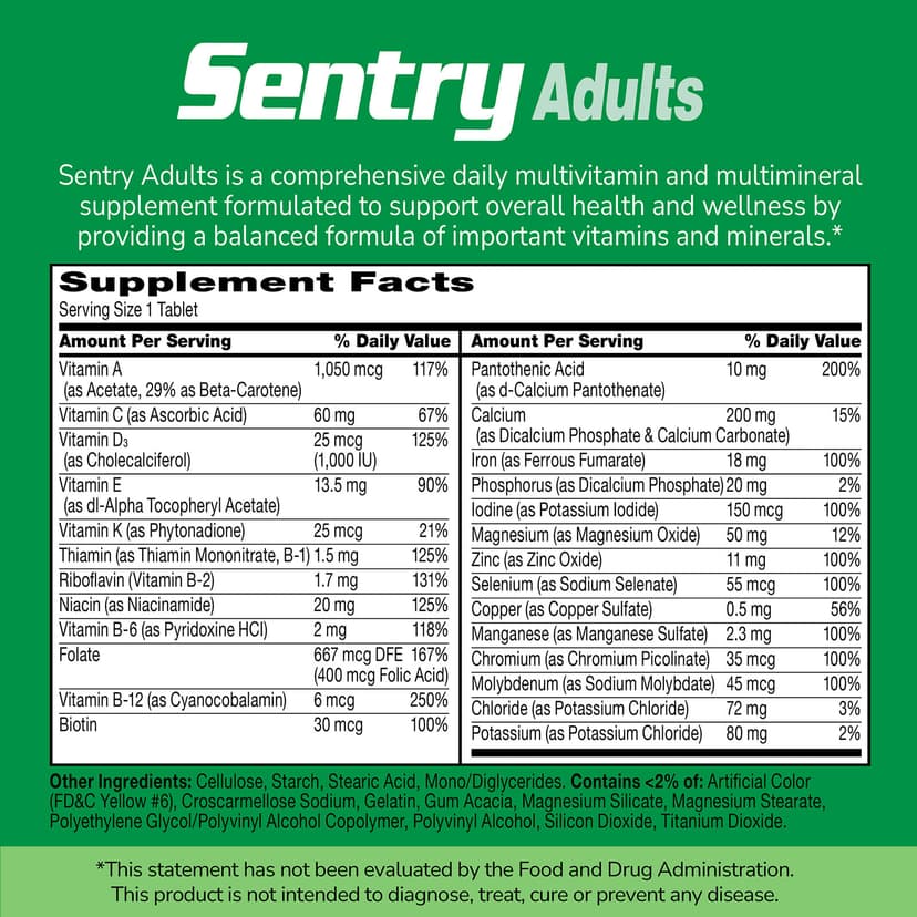 21st Century, Sentry,成年人復合維他命與多礦物質補充劑,300 片
