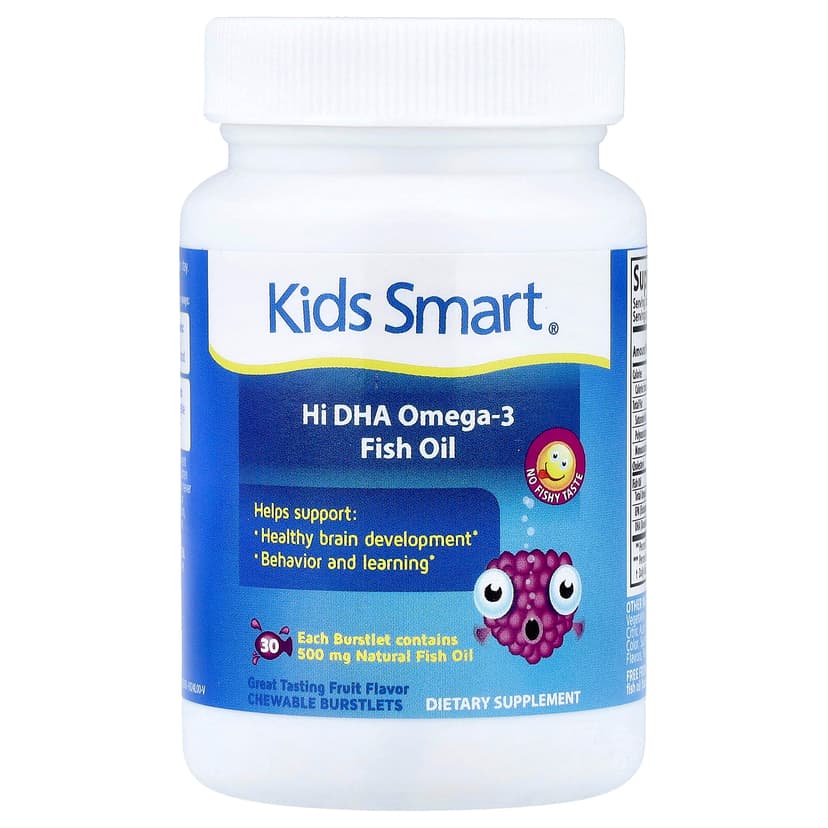 Kids Smart, Kids Smart®,Hi DHA-Omega 3 魚油,水果味,30 粒咀嚼軟膠囊