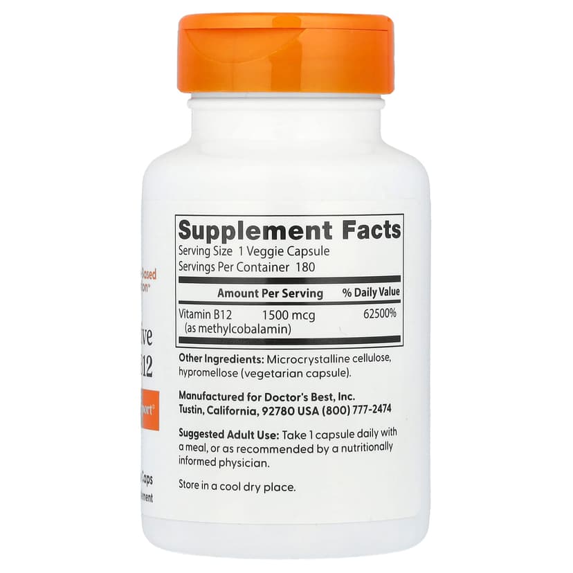 Doctor's Best, 充分活躍維他命 B12 素食膠囊,1500 微克,180 粒