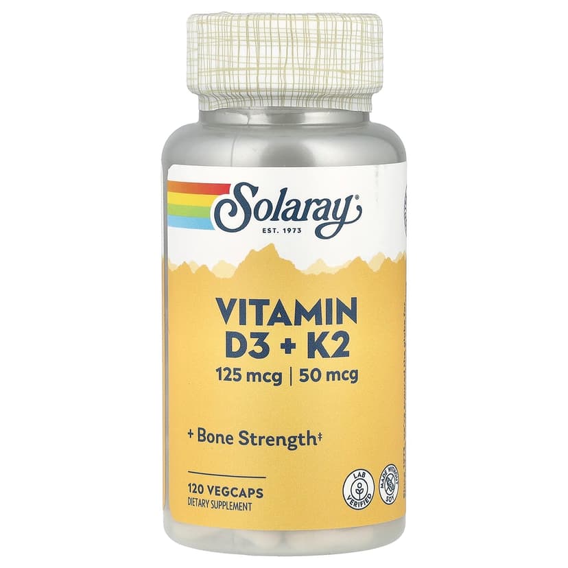 Solaray, 維他命 D3 + K2，無大豆，120 粒素食膠囊