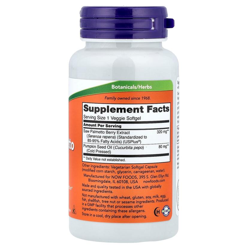 NOW Foods, 鋸棕櫚提取物，90 粒素食軟膠囊