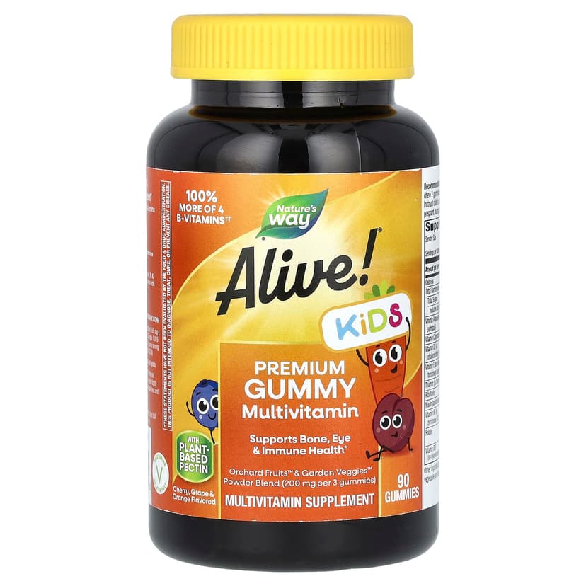 Nature's Way, Alive! 兒童，優質多維他命軟糖，櫻桃、葡萄和柳丁味，90 粒
