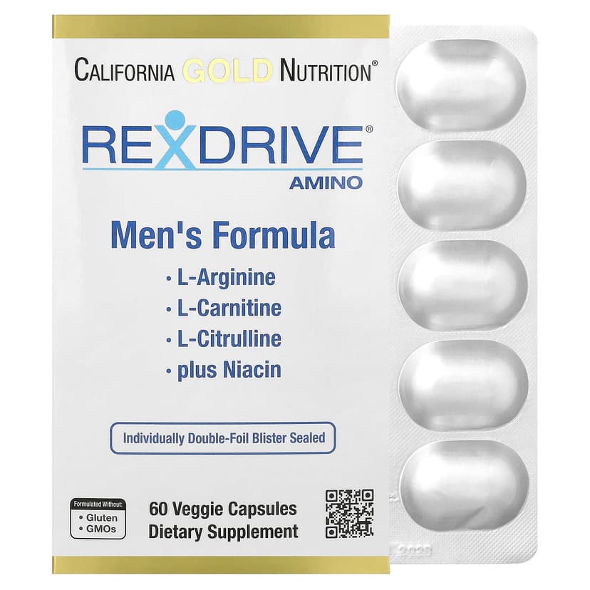 California Gold Nutrition, Rexdrive™ 氨基酸,男性支援,60 粒素食膠囊