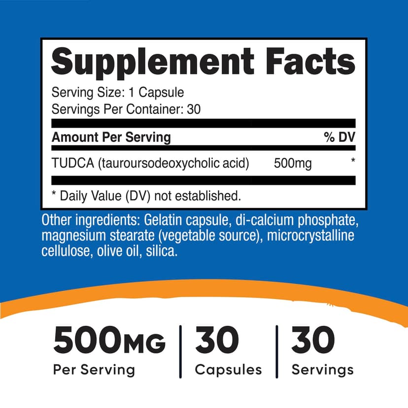 Nutricost, 牛磺熊去氧膽酸(TUDCA),500 毫克,30 粒膠囊