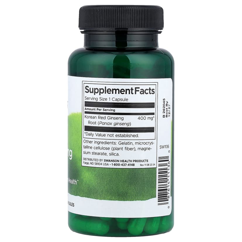 Swanson Vitamins, 多面®高麗紅參根,400 毫克,90 粒膠囊