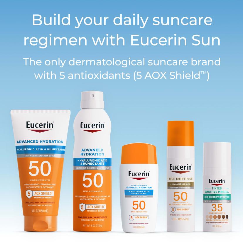 Eucerin, Age Defense，輕盈面部抗曬乳液，SPF 50，無香型，2.5 液量盎司（75 毫升）