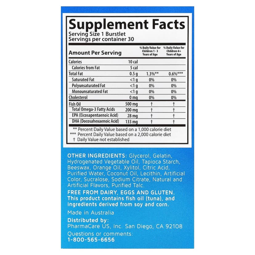 Kids Smart, Kids Smart®,Hi DHA-Omega 3 魚油,水果味,30 粒咀嚼軟膠囊